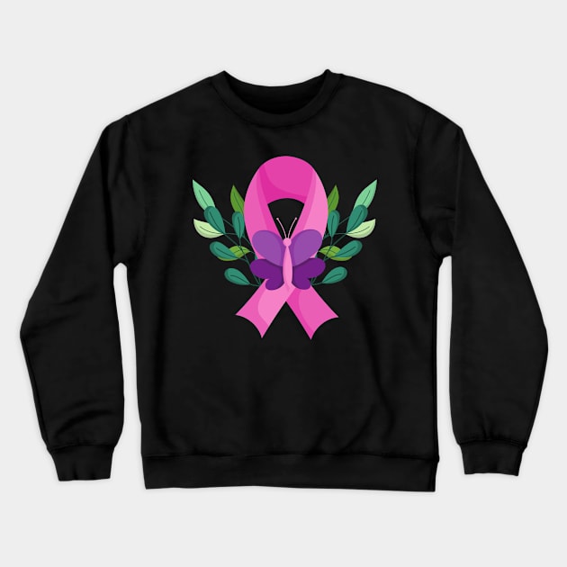 Breast Cancer Ribbon Crewneck Sweatshirt by SimpliDesigns